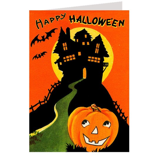 Haunted House Halloween Card ~ England